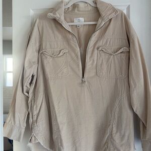 Aerie Beige Half-Zip Pullover Jacket